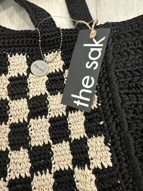 Lani Black and Cream Crochet Checkerboard Sweater